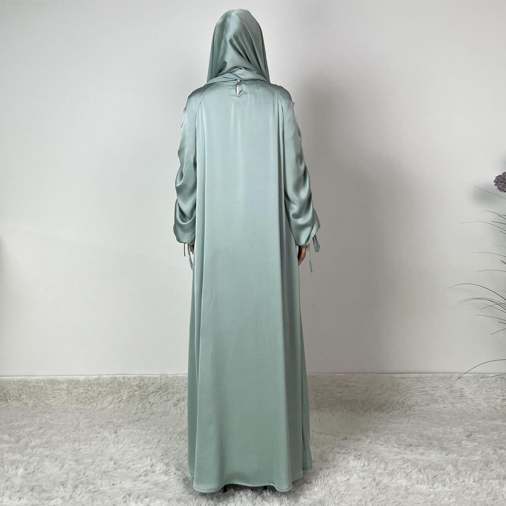 Sleeve Pleated Tied Dress