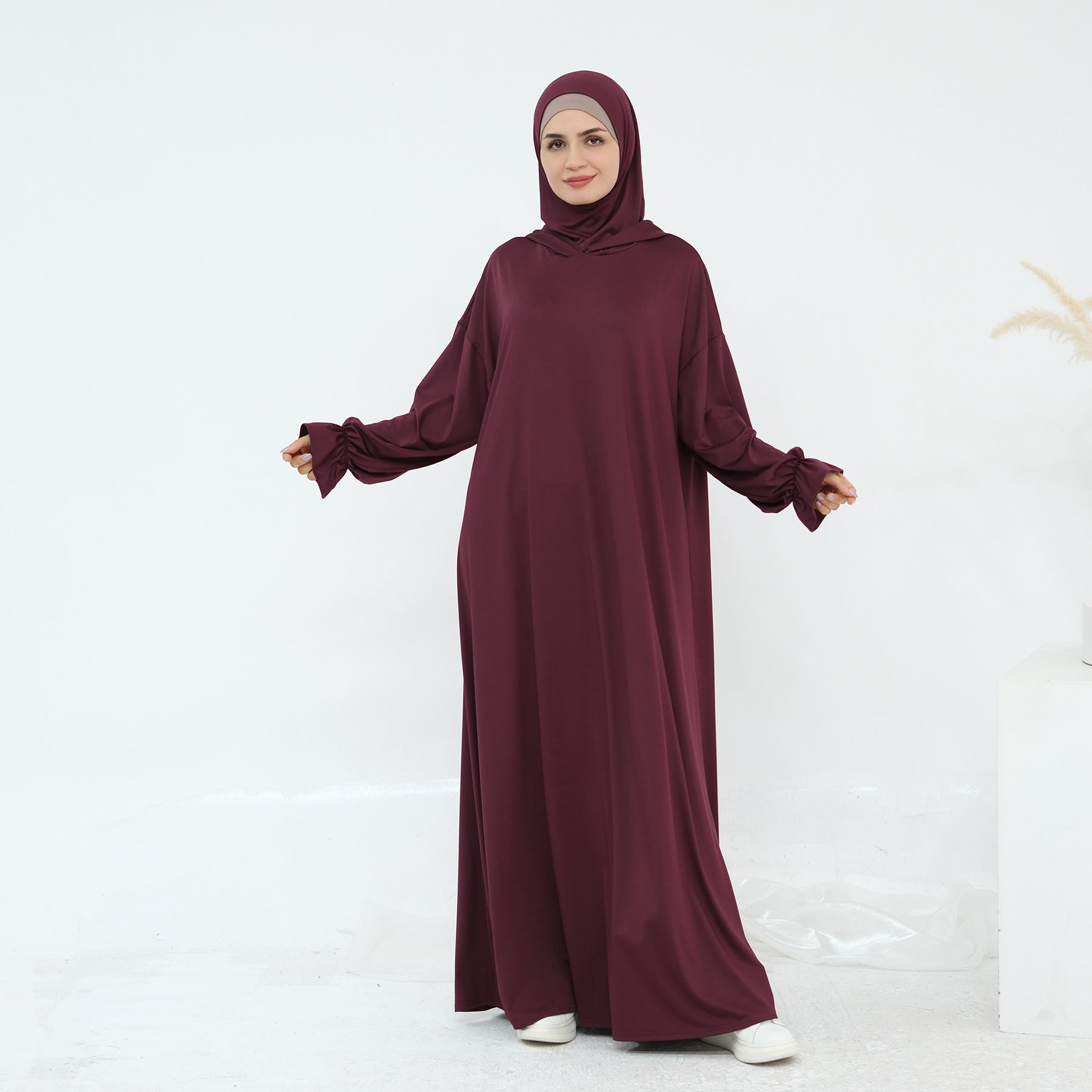 Solid Color Hooded Cape Abaya