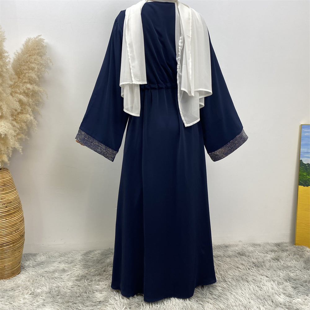 Hot Stamping Spliced Lace Up Dress