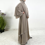 Chiffon Rhinestone Trumpet Sleeve Abaya Set
