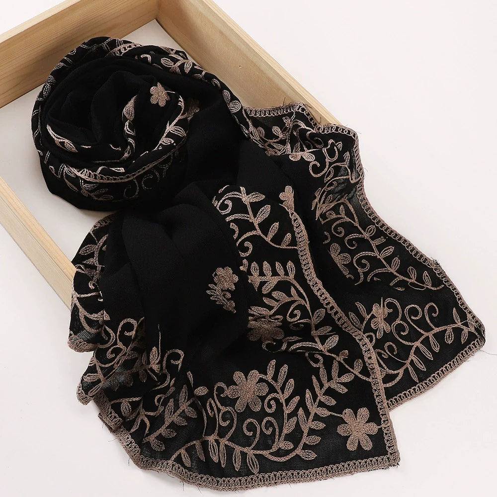 Black Embroidered Hijab