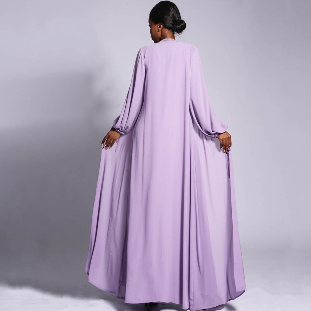Chiffon Dress Set (Open Abaya+Inner Dress)