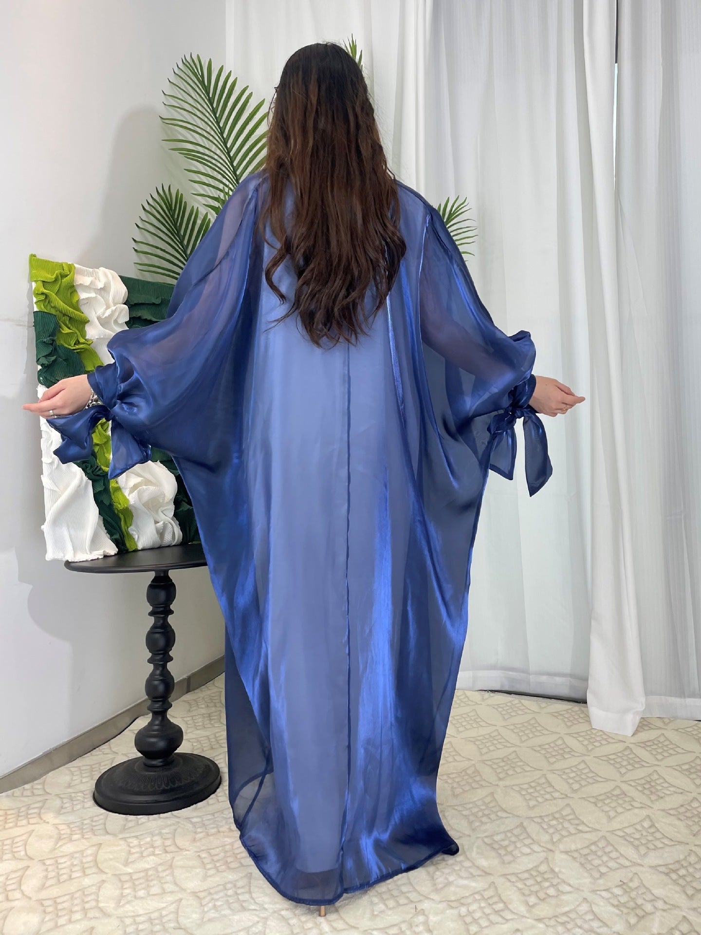 Women's Bubble Sleeve Open Elegant Abaya