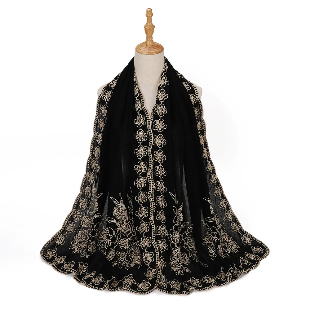Black Embroidered Hijab