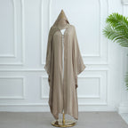 Solid Color Island Crepe Abaya with Hijab