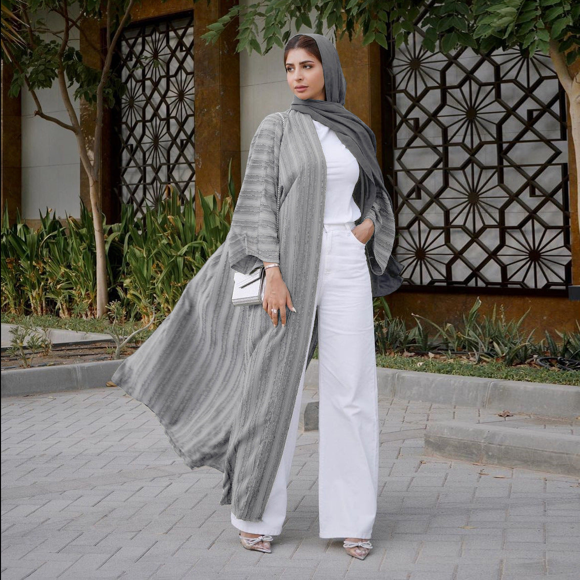 Striped Splicing Abaya