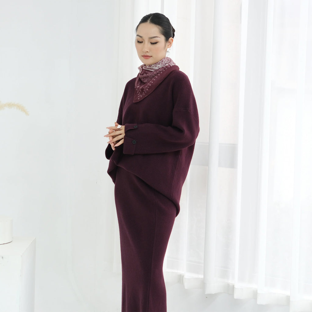 Autumn and Winter Thickened Knitted Abaya Set