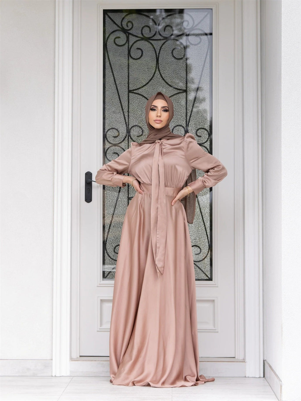 Extended Large Swing Satin Dress