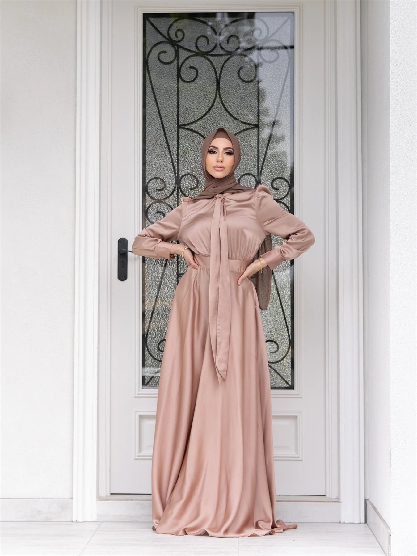 Extended Large Swing Satin Dress