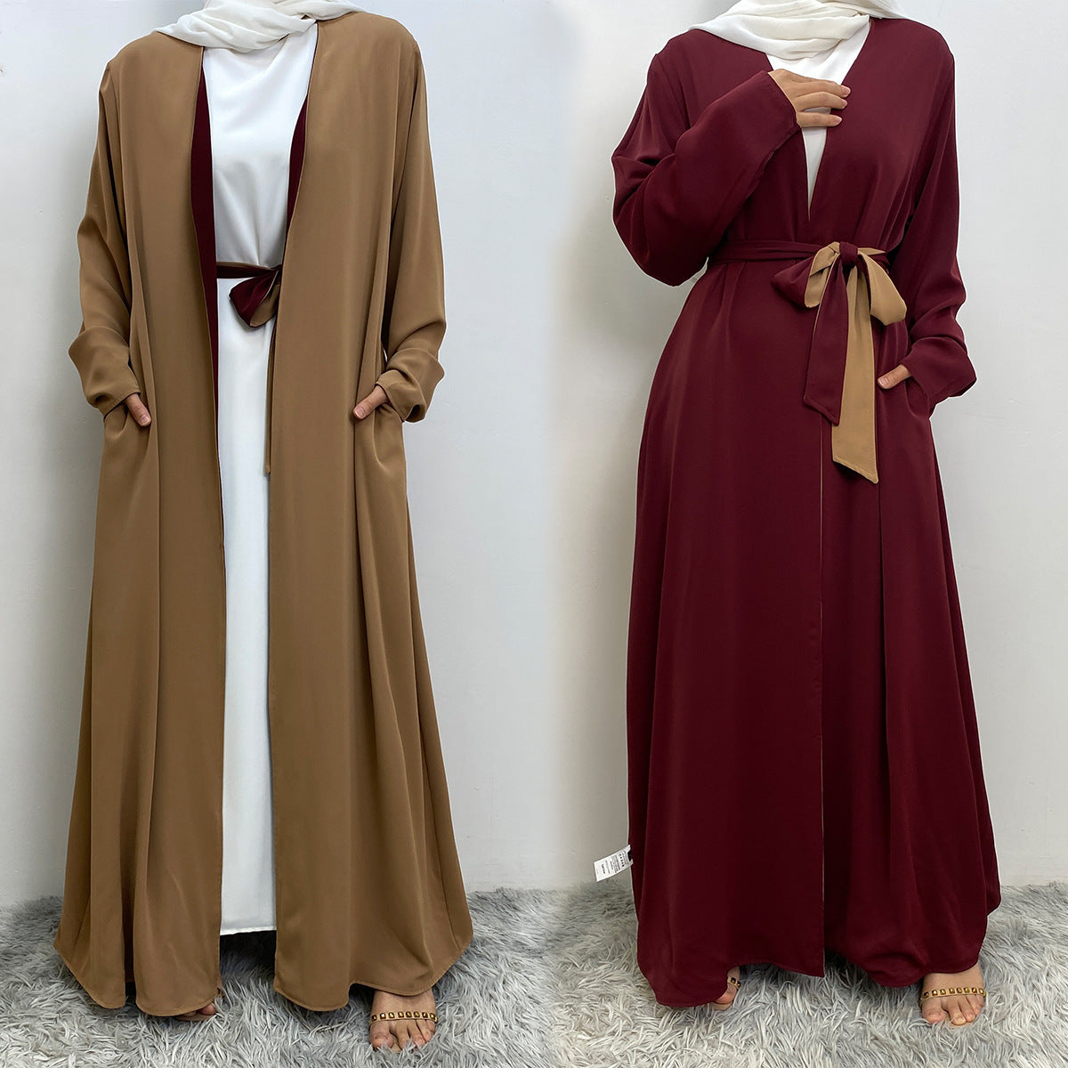 Double Sided Wearable Pocket Open Abaya