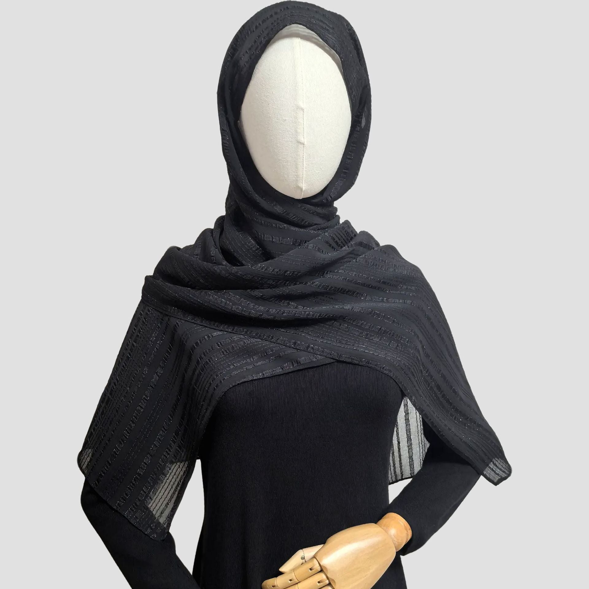 Silver Thread Crinkle Hijab Scarf