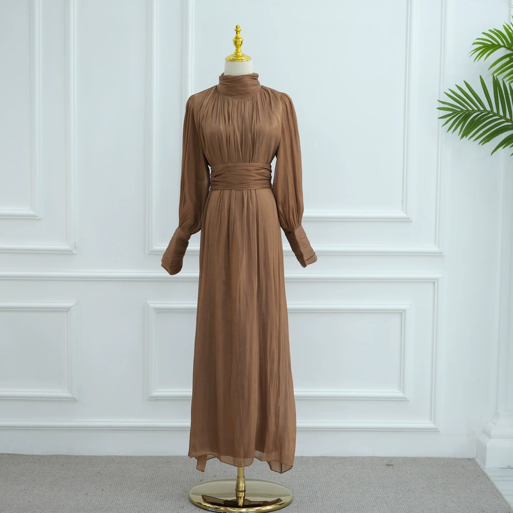 Solid Color Cuffed Sleeve Abaya