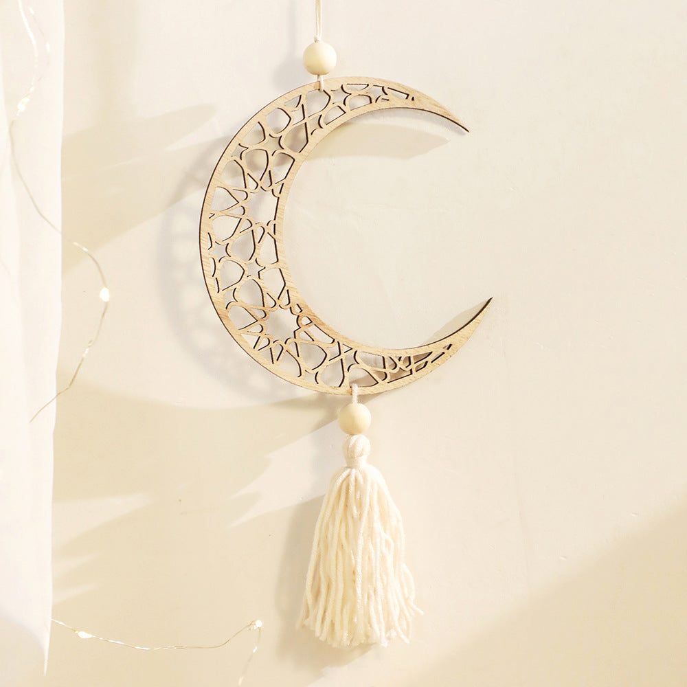 Ramadan Moon Star Wooden Hanging Decor