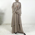 Chiffon Rhinestone Trumpet Sleeve Abaya Set