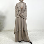 Chiffon Rhinestone Trumpet Sleeve Abaya Set