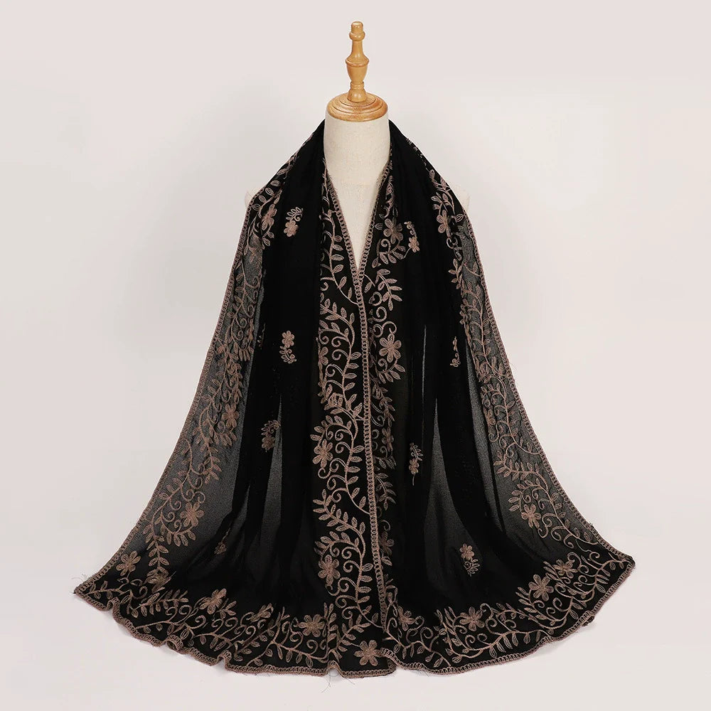 Black Embroidered Hijab
