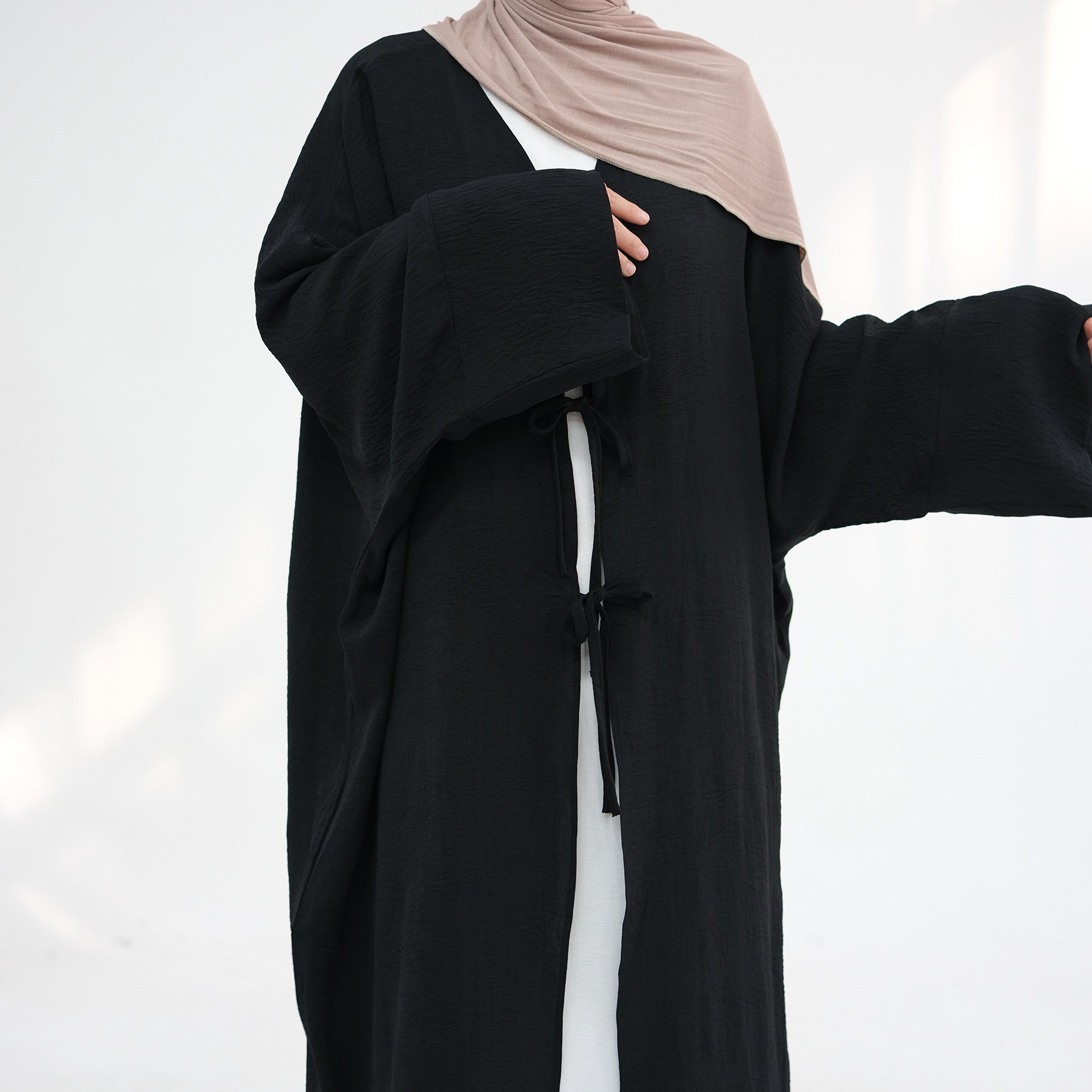 Elegant Tie Open Abaya