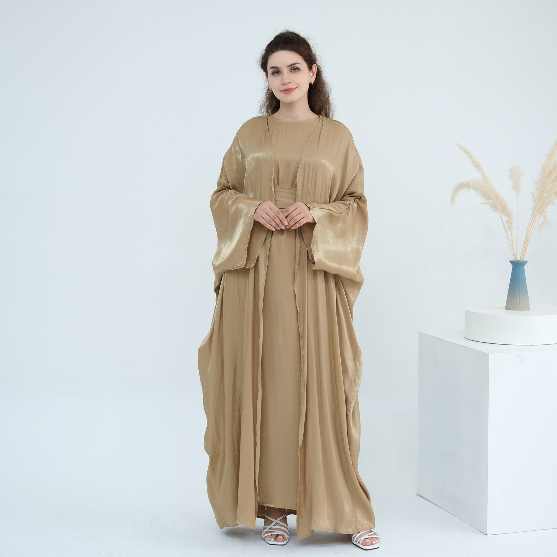 Solid Color Two-piece Shining Abaya