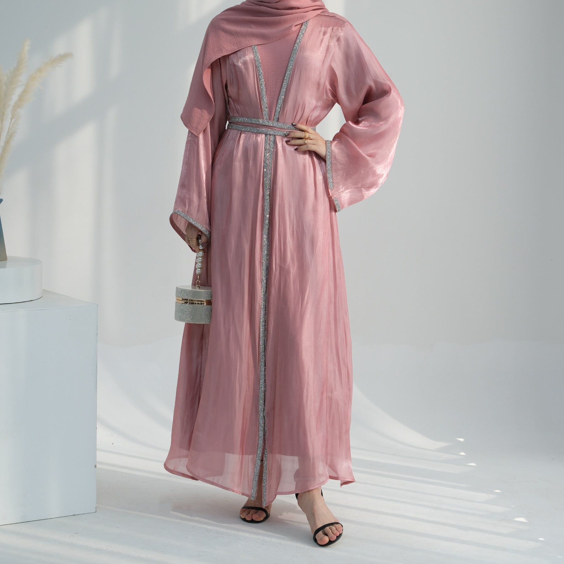Light Flowing Tulle Abaya With Hijab