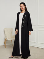 Embroidered Bat Sleeve Abaya