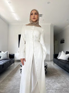 Solid Color Two-Piece Button Abaya