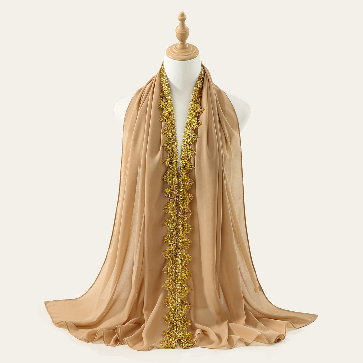 Golden Crown Chiffon Long Scarf for Women