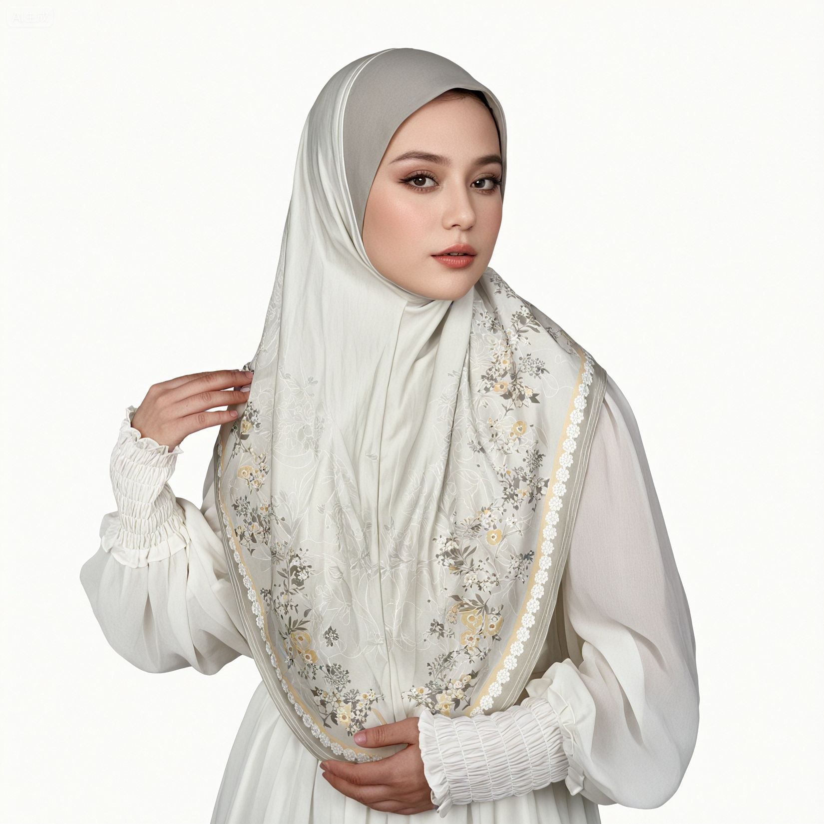 Embellished Printed Hijab Scarf