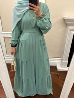 Solid Color Ruffled Two-Piece Set Abaya