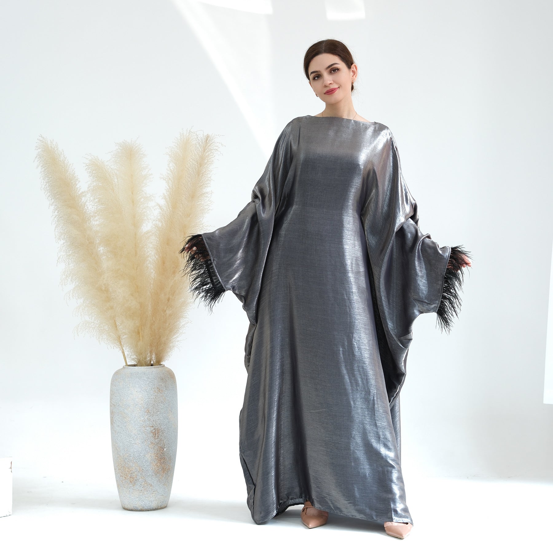 Feather Batwing Adjustable Abaya