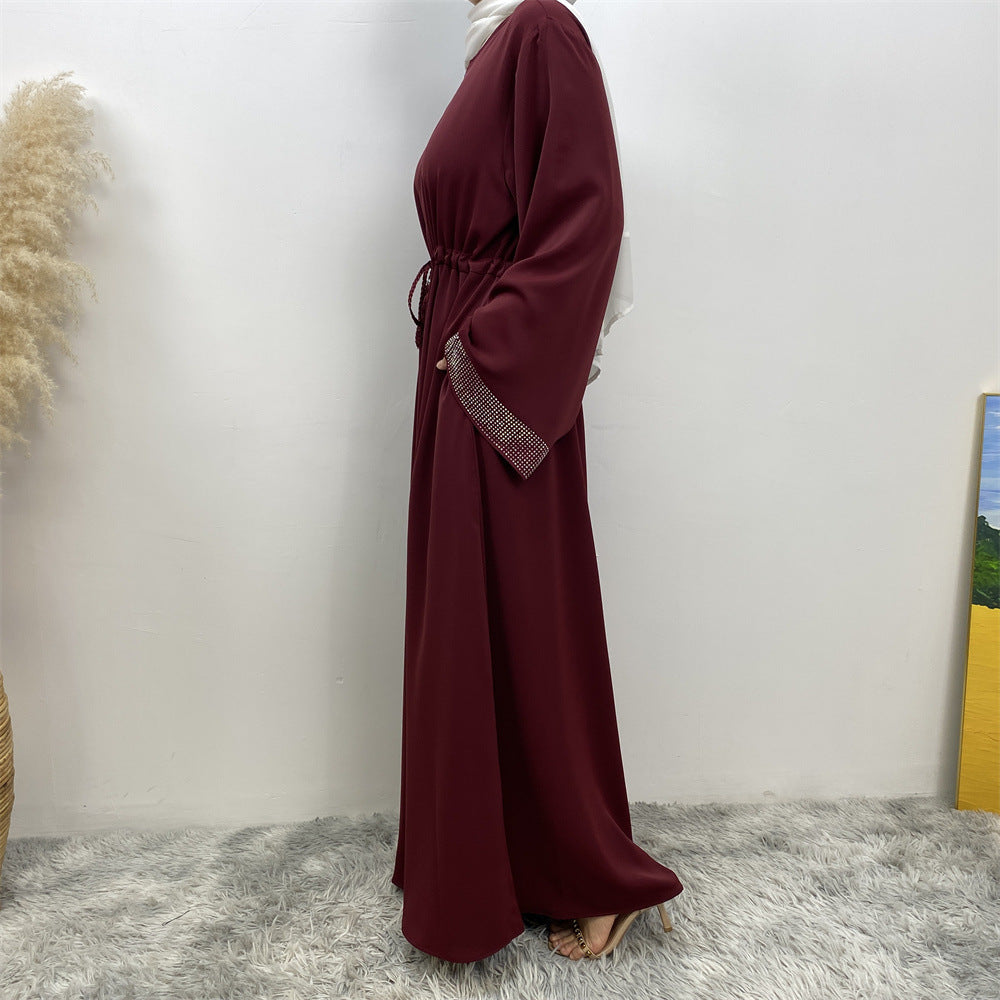 Hot Stamping Spliced Lace Up Dress