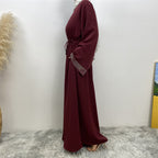 Hot Stamping Spliced Lace Up Dress