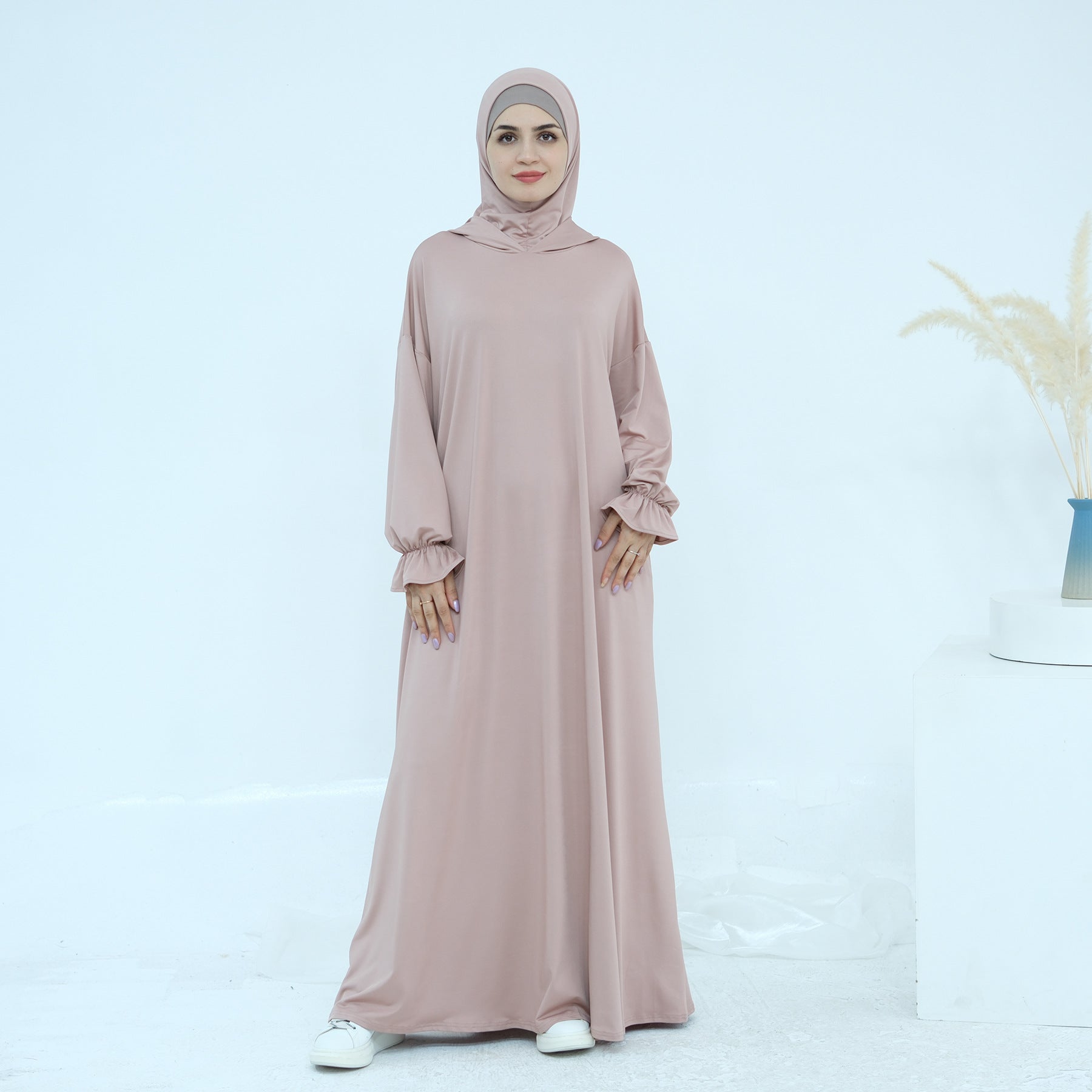 Solid Color Hooded Cape Abaya
