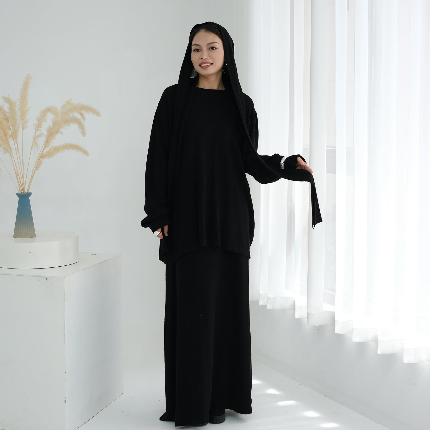 2 Pcs Set Knit Skirt Suit With Hooded