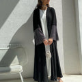 Black Open Kimono Elastic Drilling Net Abaya