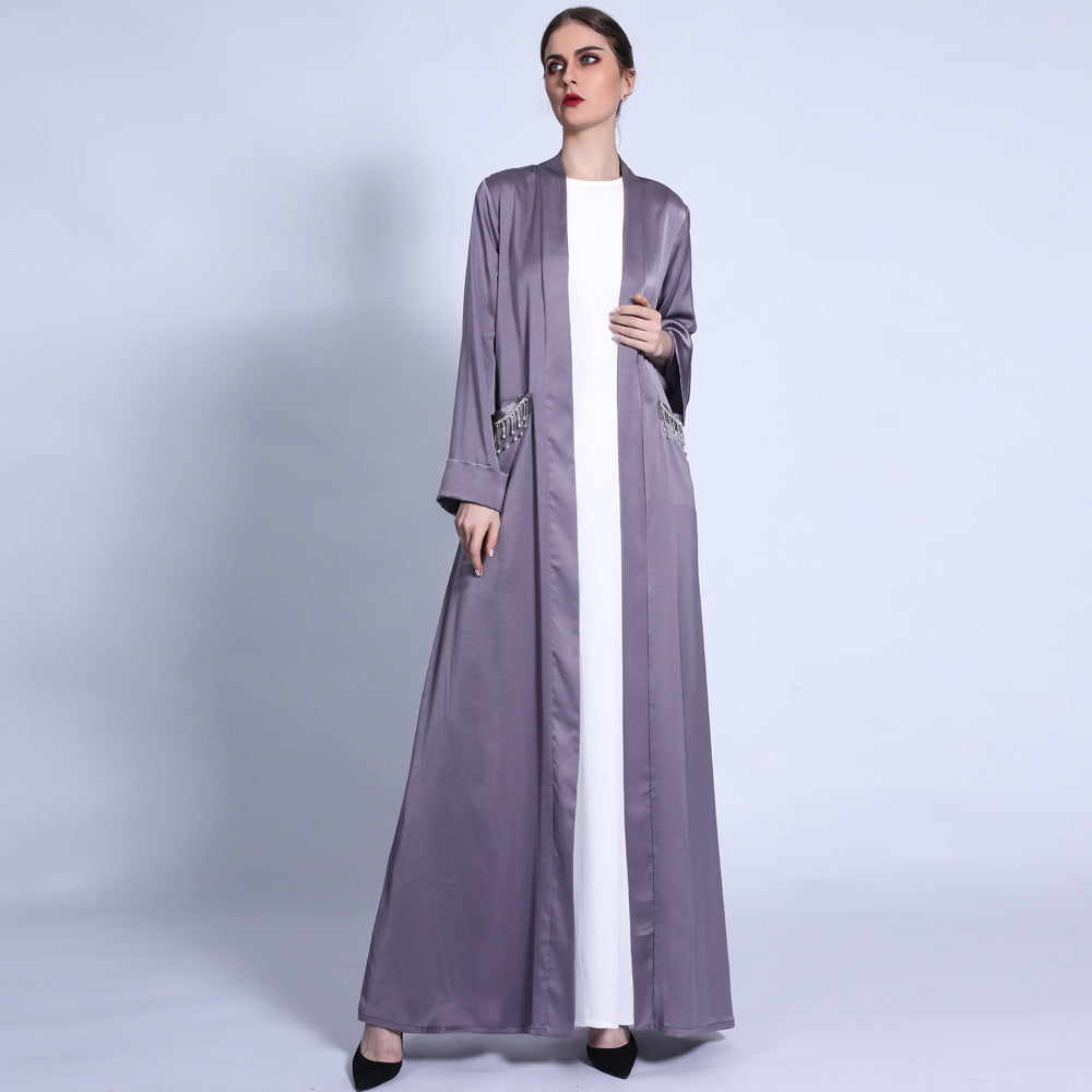 Satin Tassel Pocket Abaya