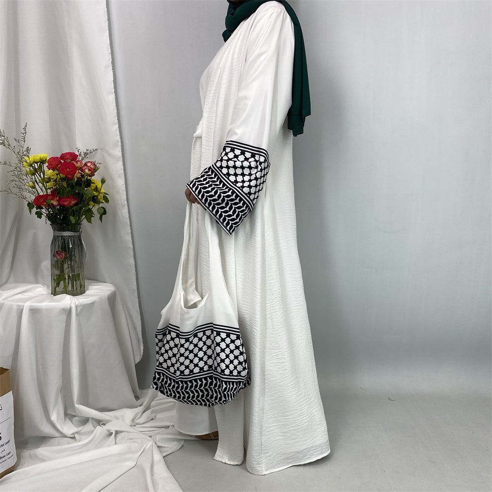 Embroidered Cuff Abaya with Bag