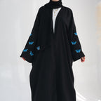 Embroidered Butterfly Print Kaftan with Hijab