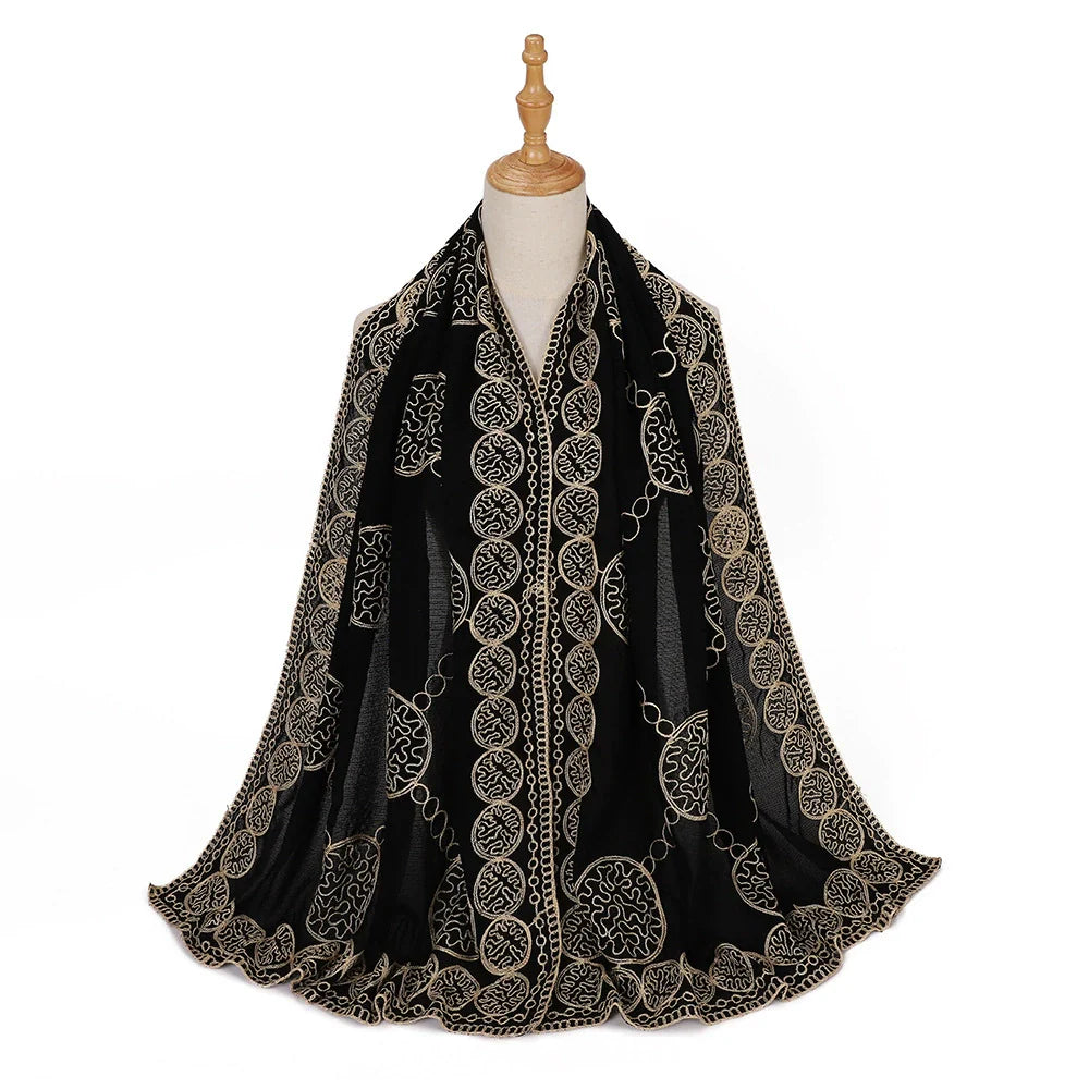 Black Embroidered Hijab