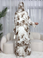 Ink-wash Printed Cardigan Abaya