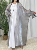 Women's Bubble Sleeve Open Elegant Abaya