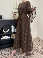 2 Pcs Rose Lace Loose Abaya