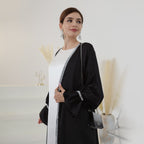 Satin Open Abaya With Belt