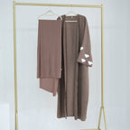 Clouds Embroidery Linen Modest Abaya with Hijab