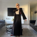 Solid Color Cardigan + Skirt 2PCS Abaya