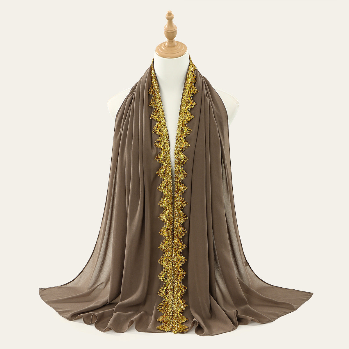 Golden Crown Chiffon Long Scarf for Women