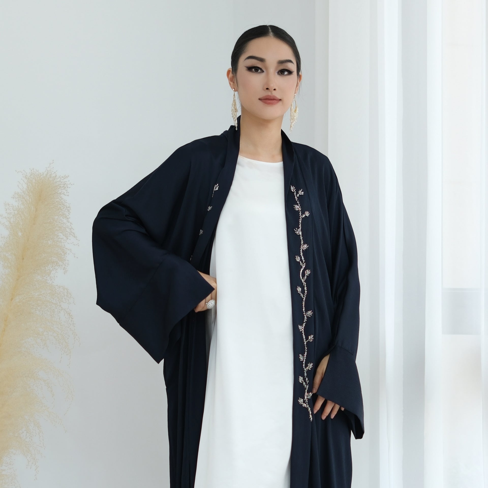 Exquisite Beaded Embroidered Cardigan Abaya