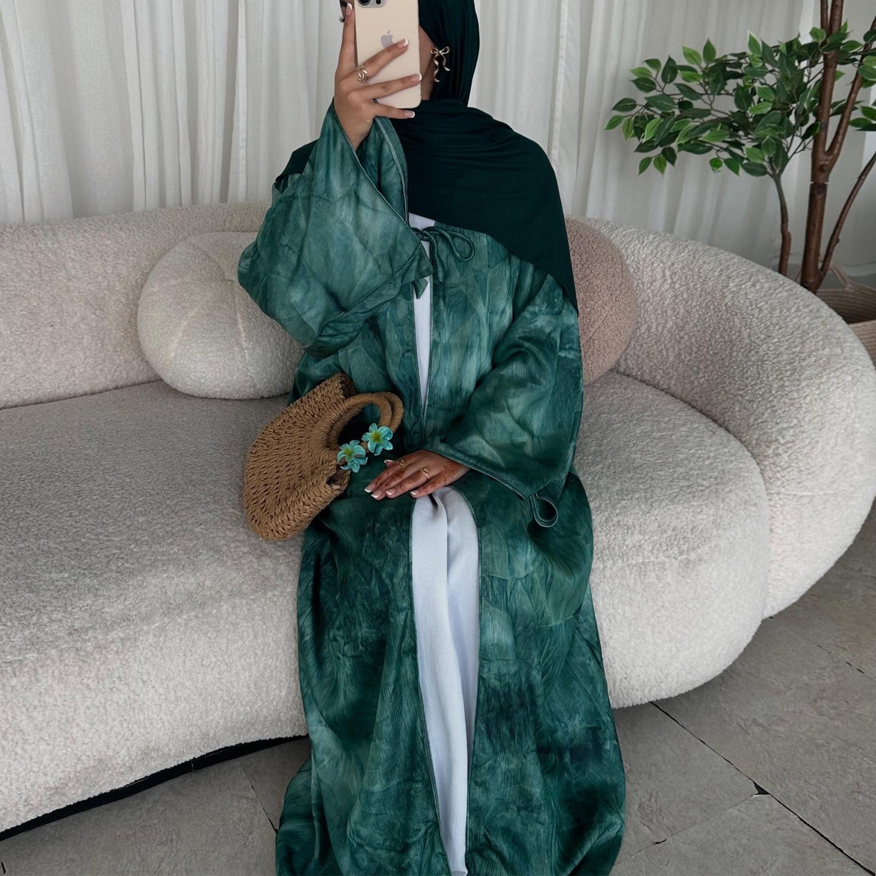 Chic Tie-Dye Cardigan Abaya