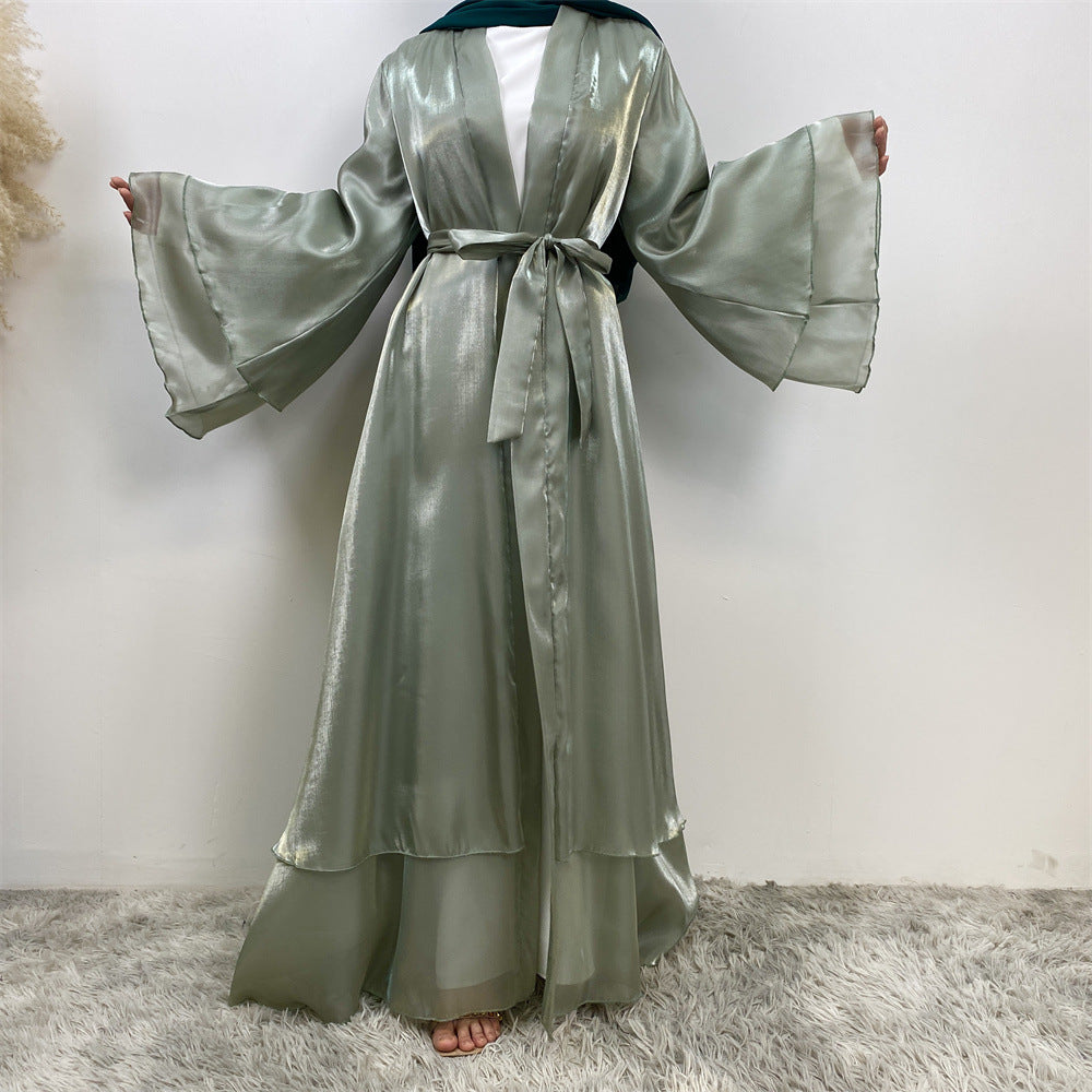 Shiny Satin Cardigan Abaya