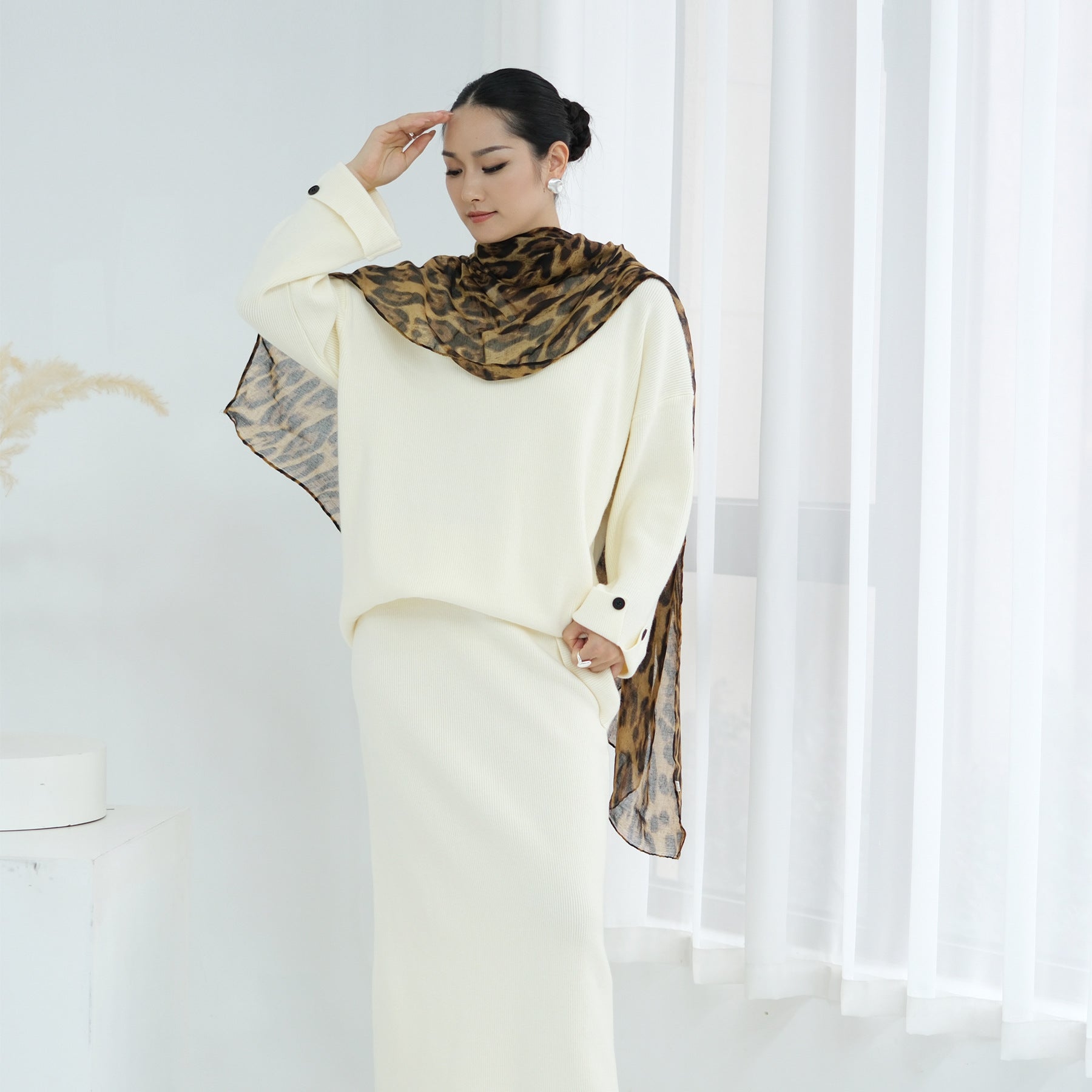 Autumn and Winter Thickened Knitted Abaya Set