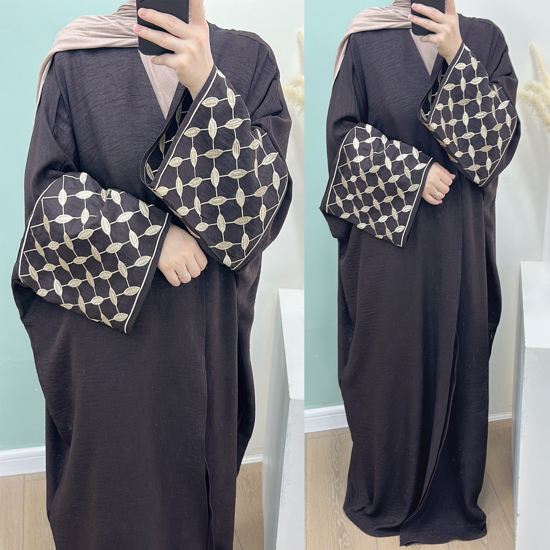Leaf Grid Abaya